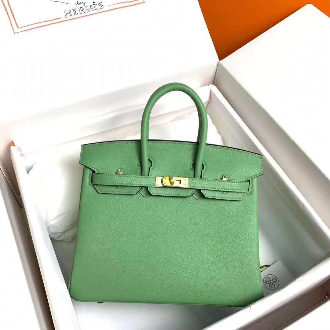 Hermes Birkin 25CM Swift Leather Handbag Apple Green